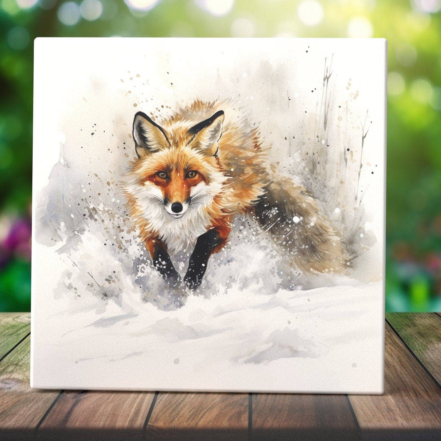Artistic Red Fox in Motion Tile - Lively Room Accent