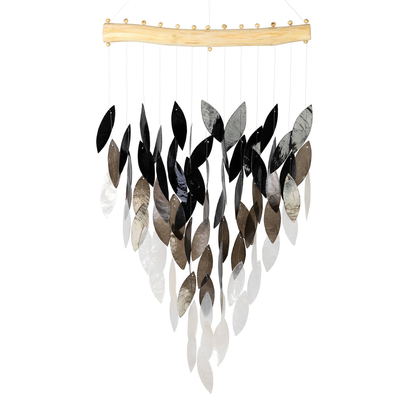 Capiz Leaf Wind Chime - Black & White