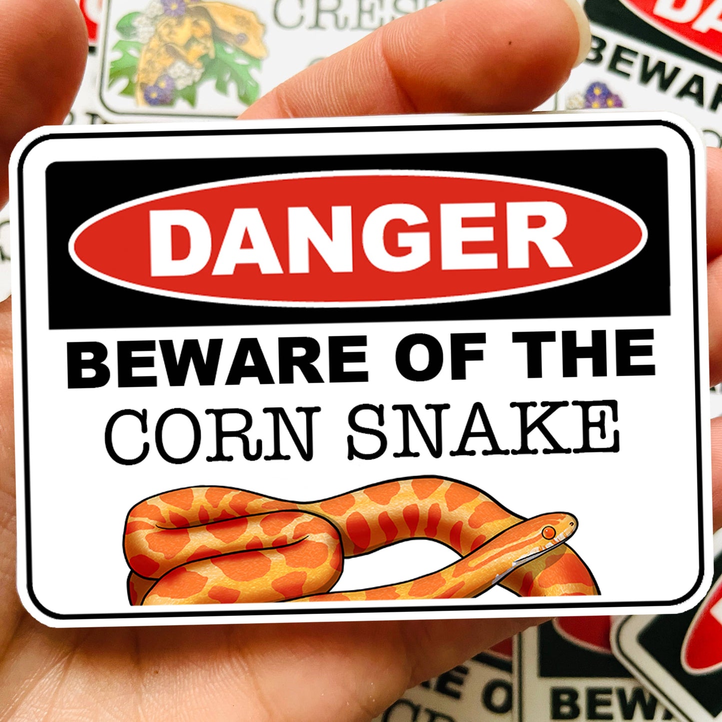 Danger Beware Corn Snake Reptile Sticker Decal