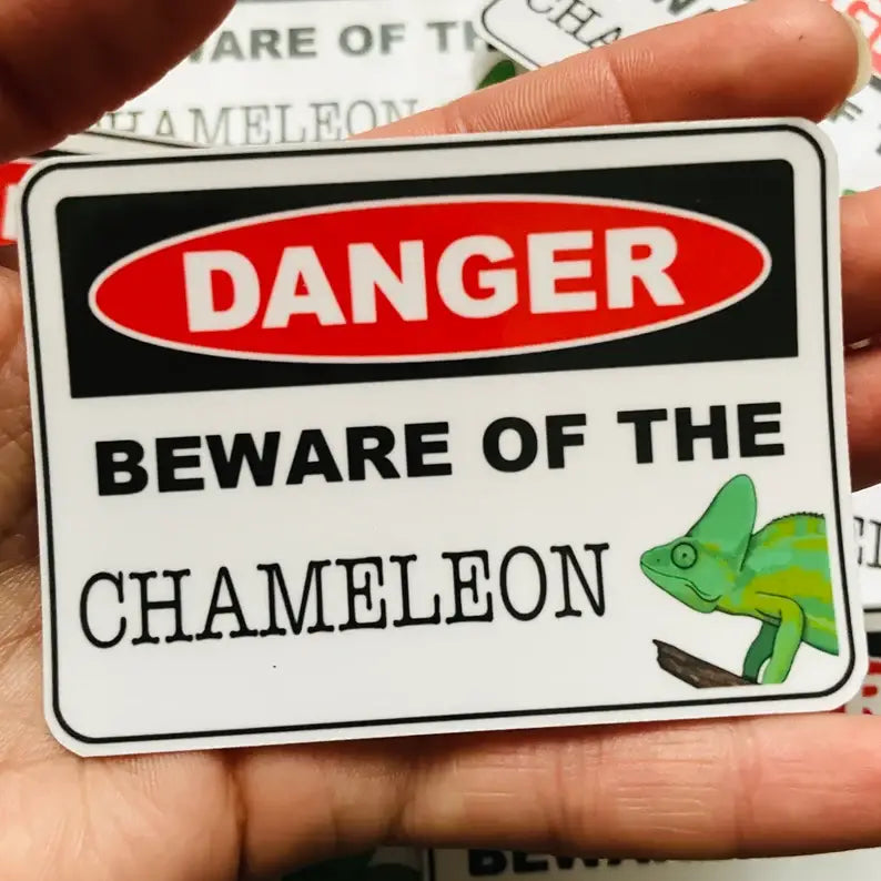 Danger Beware Of The Chameleon Reptile Sticker Decal