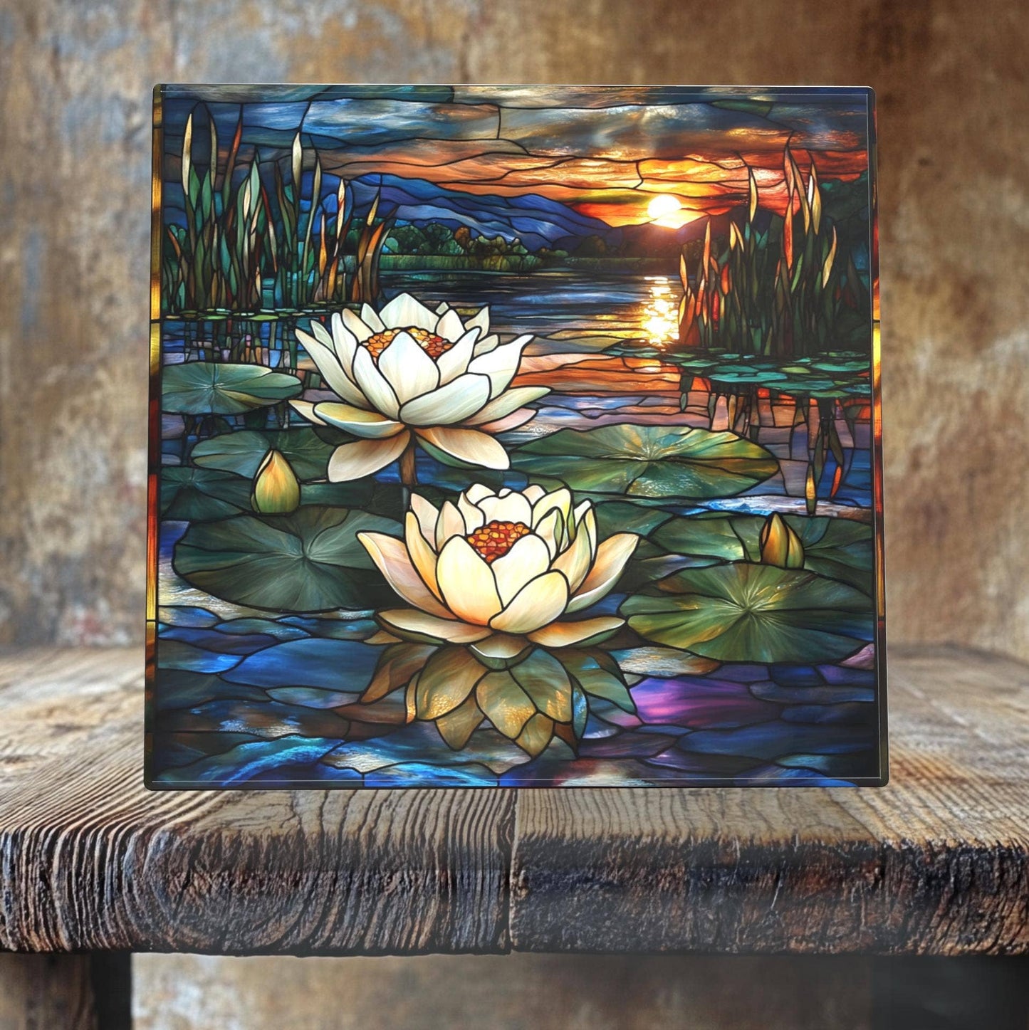 Sunset Pond with Water Lilies Porcelain Tile