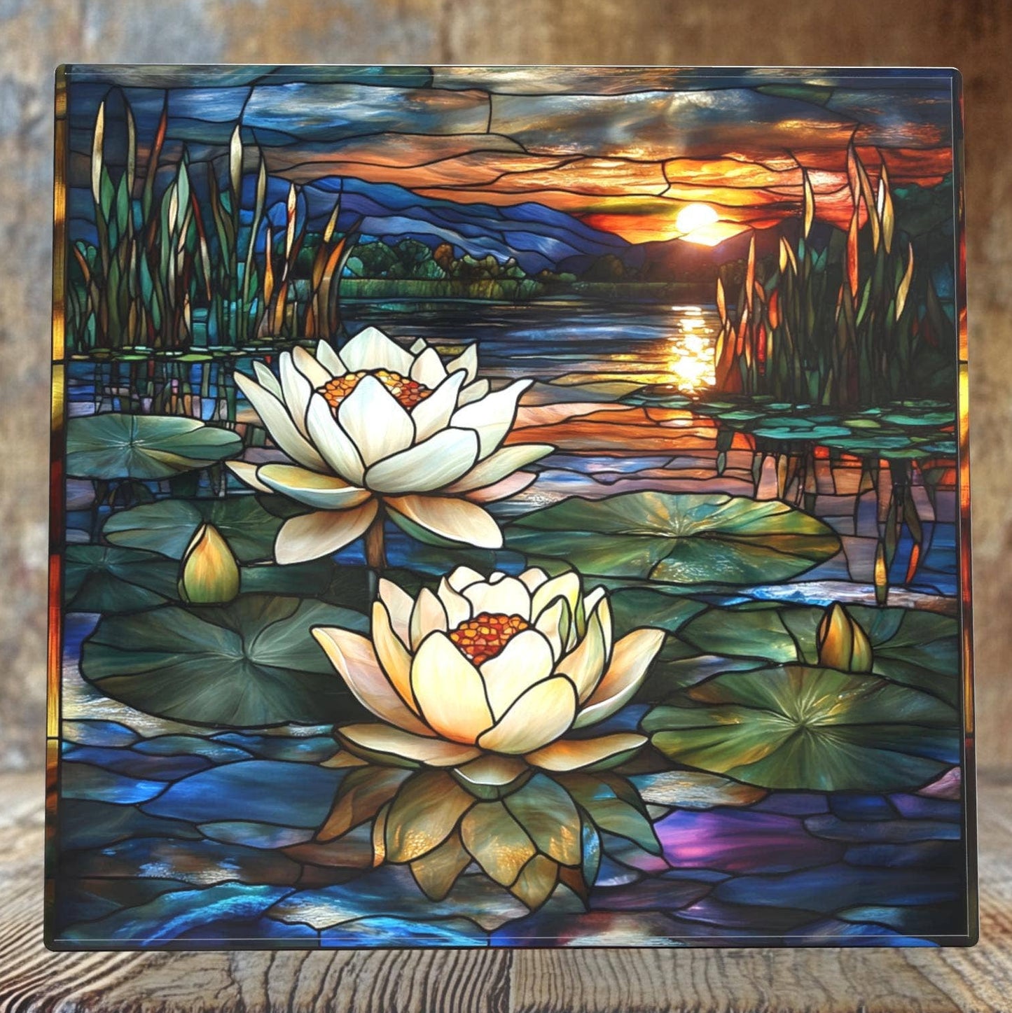 Sunset Pond with Water Lilies Porcelain Tile