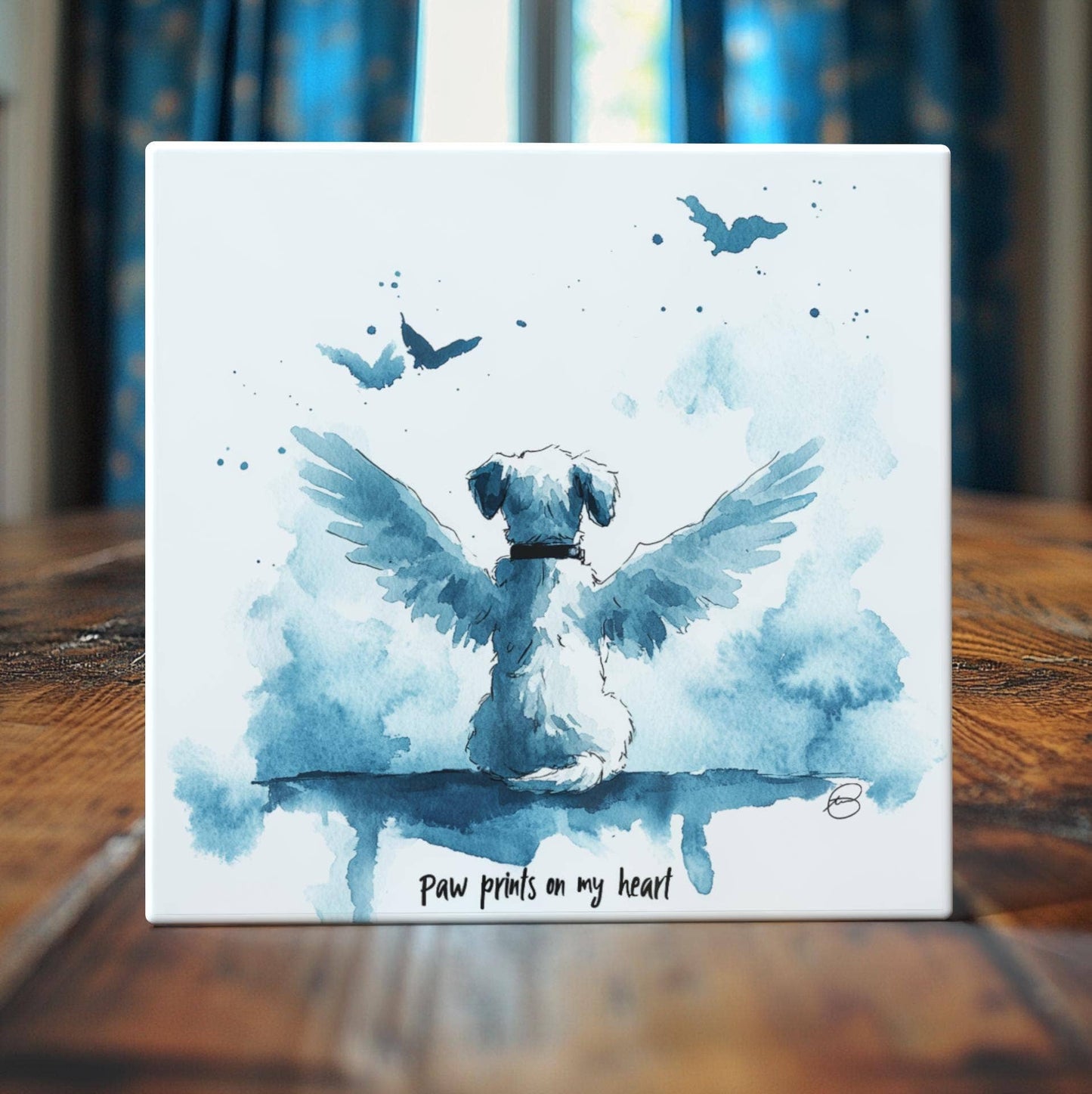 Paw Prints on My Heart Ceramic Tile Memorial