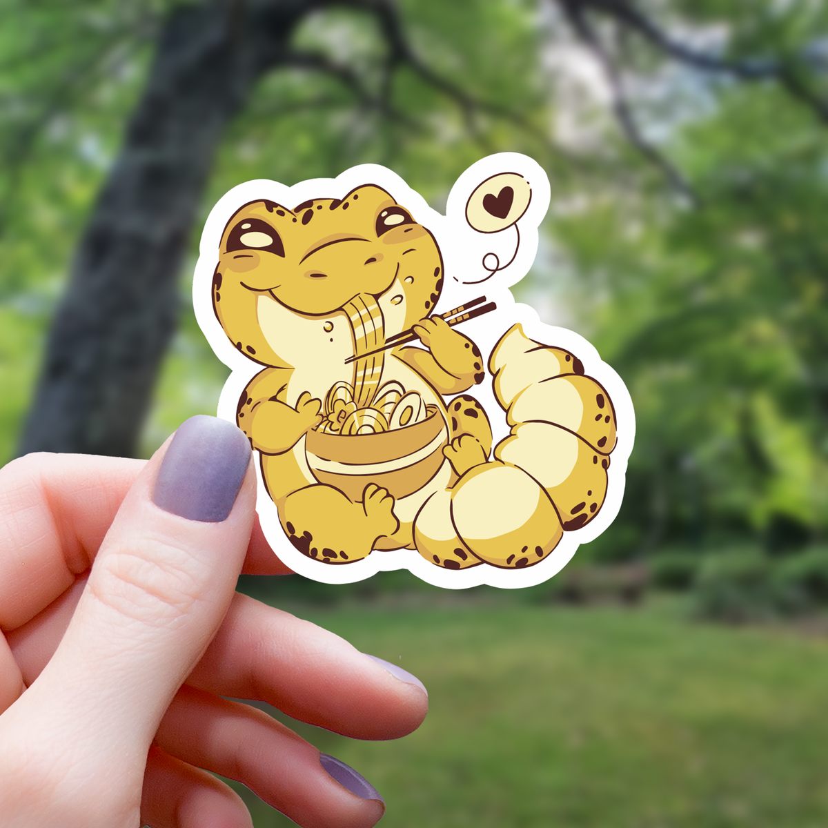 Gecko Eating Bowl of Ramen Sticker - 3"