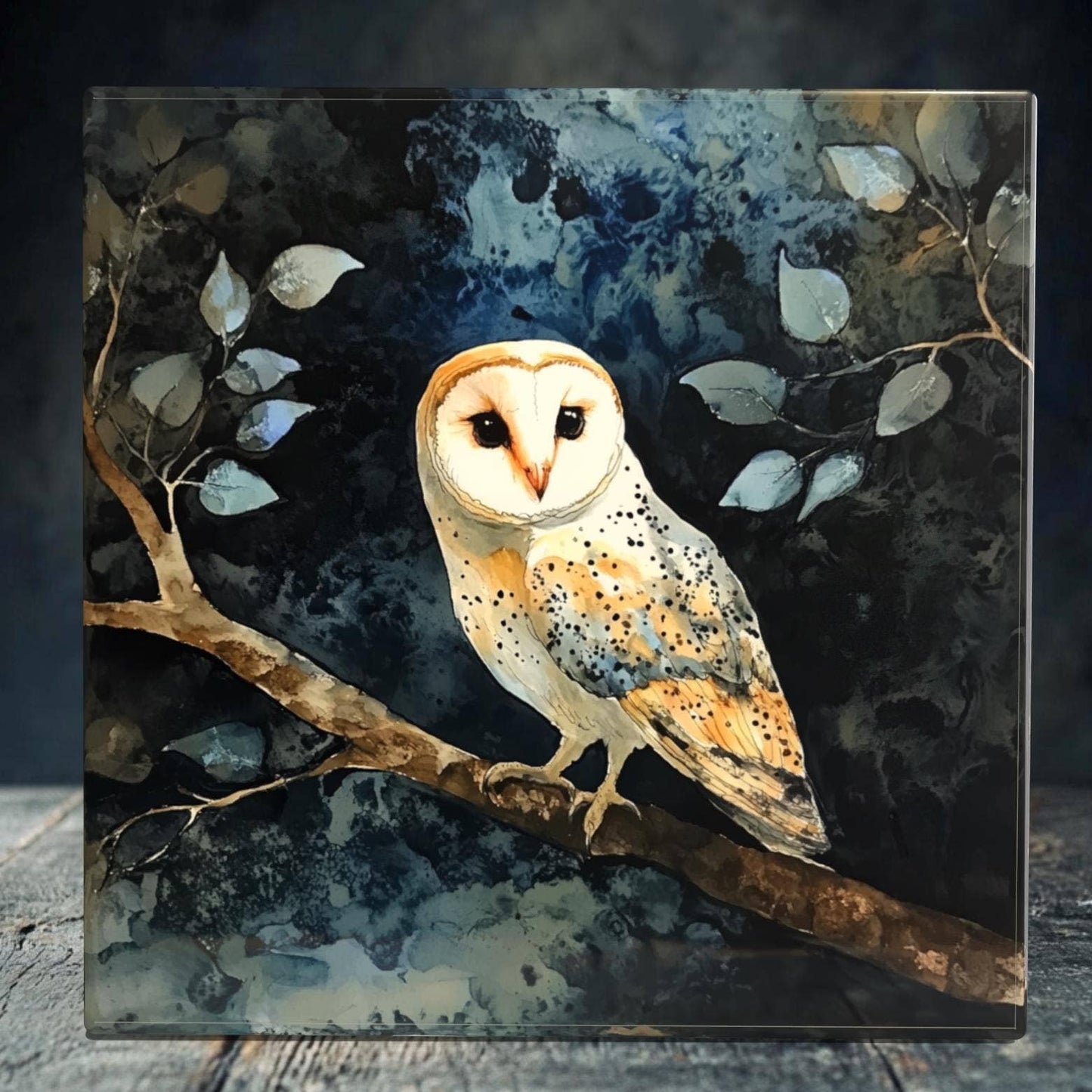 Elegant Barn Owl Porcelain Tile Art