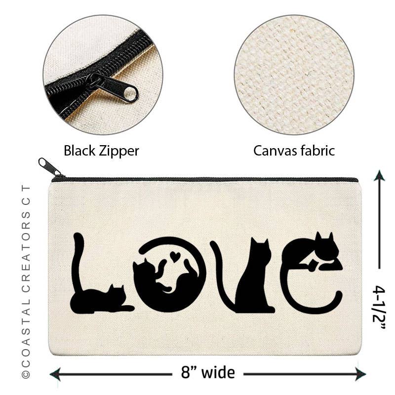 Cat Spells Love Multi-Purpose Canvas Travel Pouch