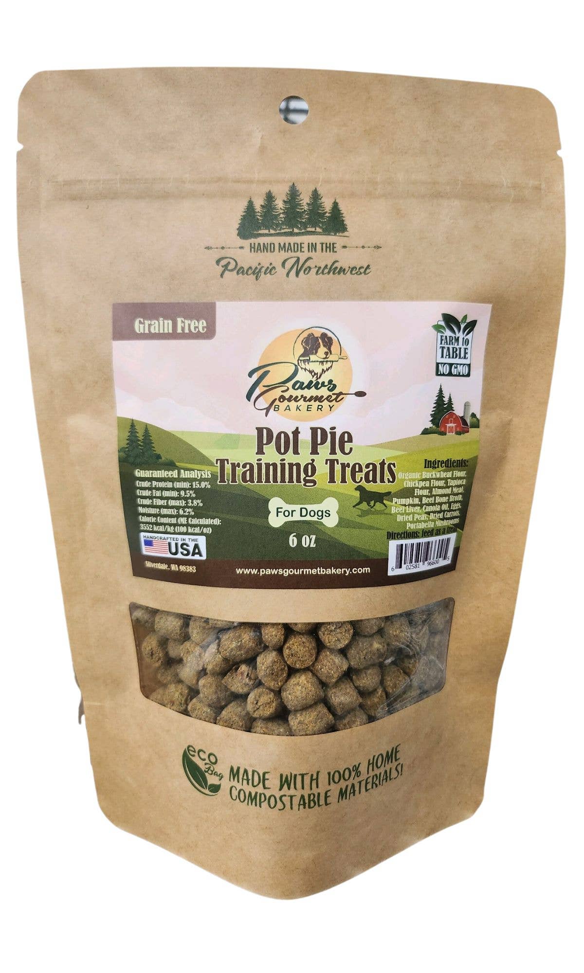 Paws Gourmet Bakery Pot Pie Training Treats (GF) 6-oz