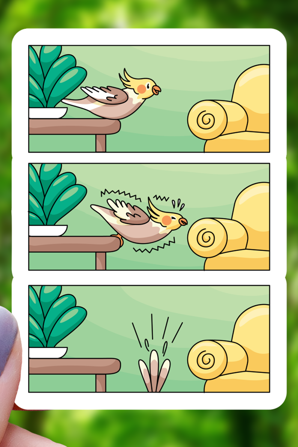 Cockatiel Comic Strip Bird Sticker - 3"