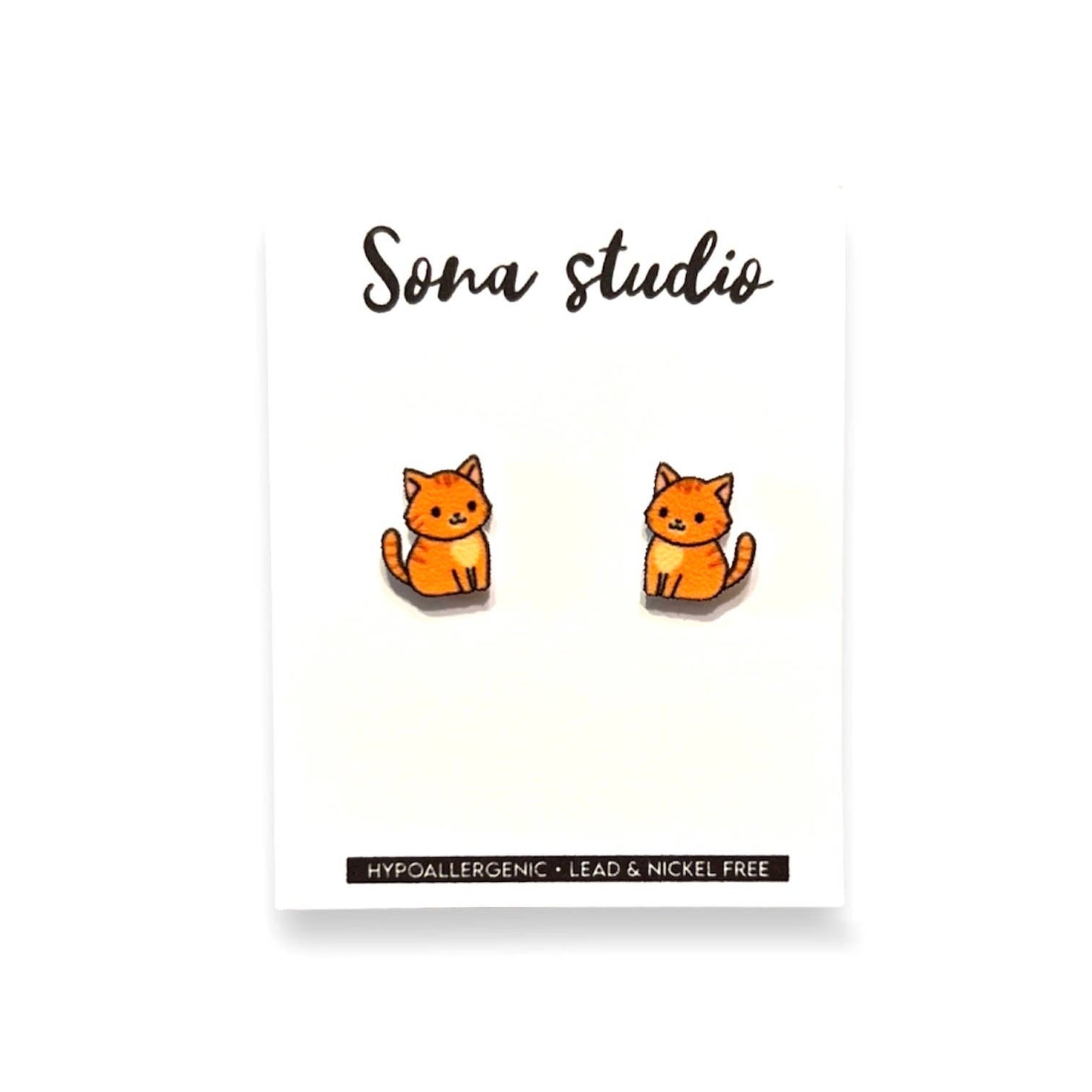 Orange Cat Earrings