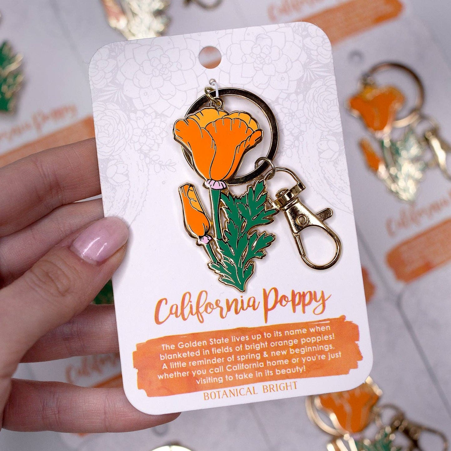 California Poppy Enamel Keychain