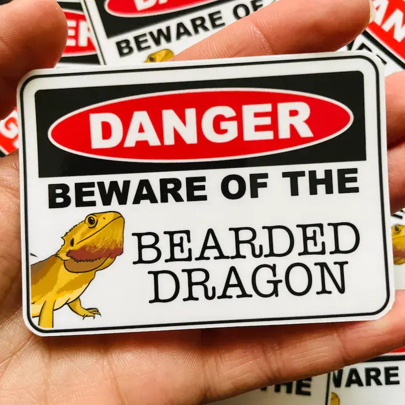 Danger Beware Of The Bearded Dragon Reptile Sticker Decal