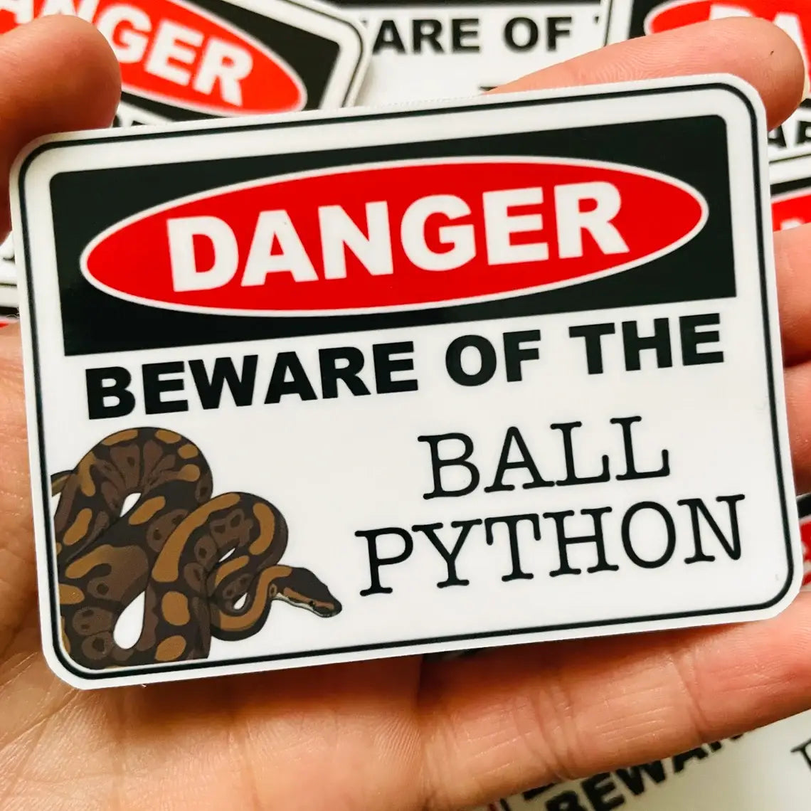 Danger Beware Of The Ball Python Reptile Sticker Decal