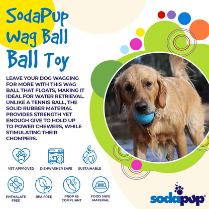 Wag Ball Rubber Dog Chew Toy for Heavy Chewers