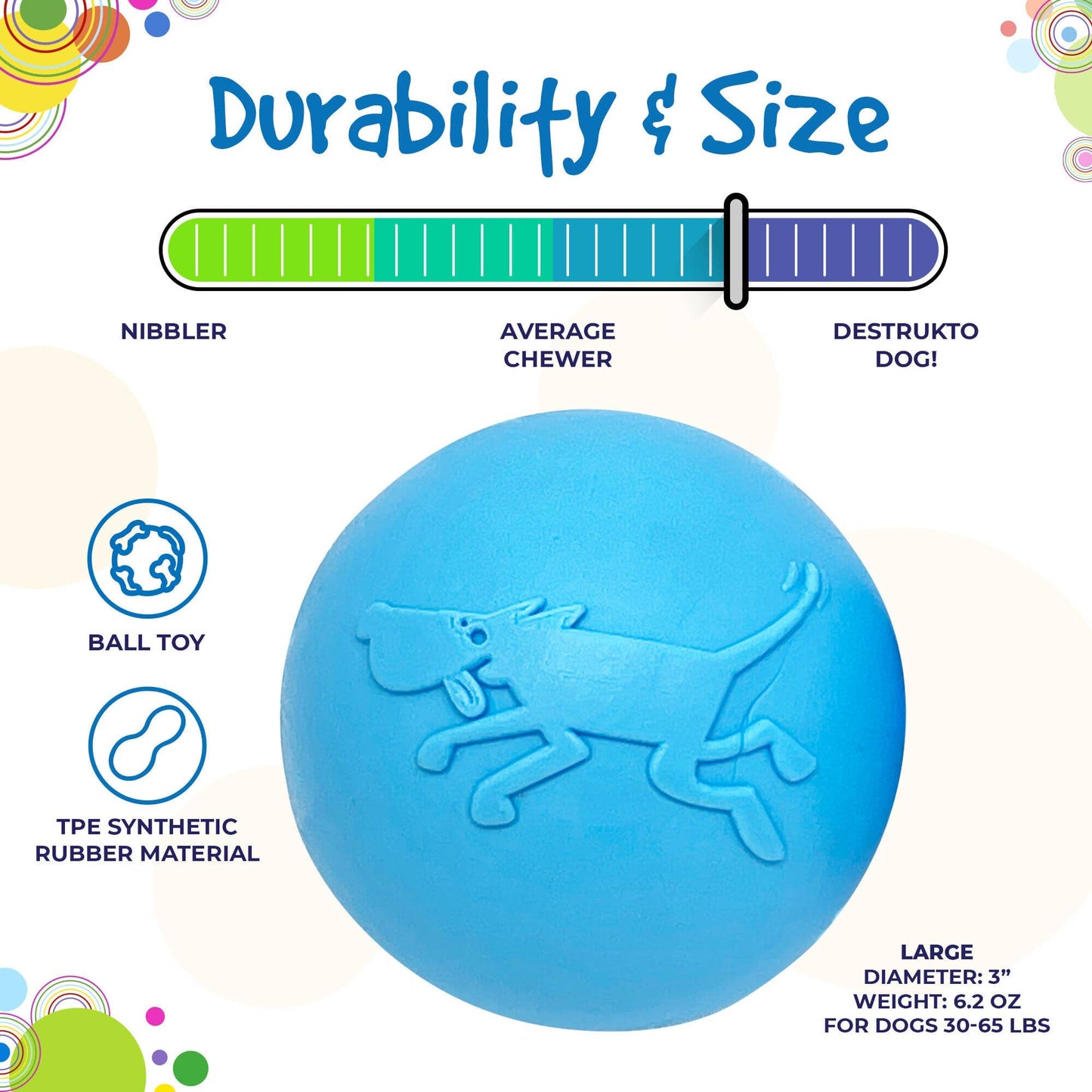 Wag Ball Rubber Dog Chew Toy for Heavy Chewers