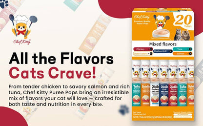 Chef Kitty Purée Pops Lickable Creamy Cat Treats (10 Pack)