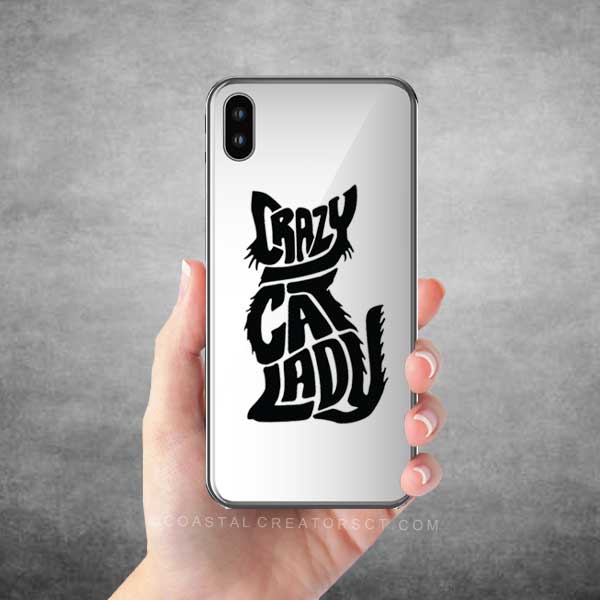 Crazy Cat Lady Vinyl Laptop/Water Bottle Sticker (Black)