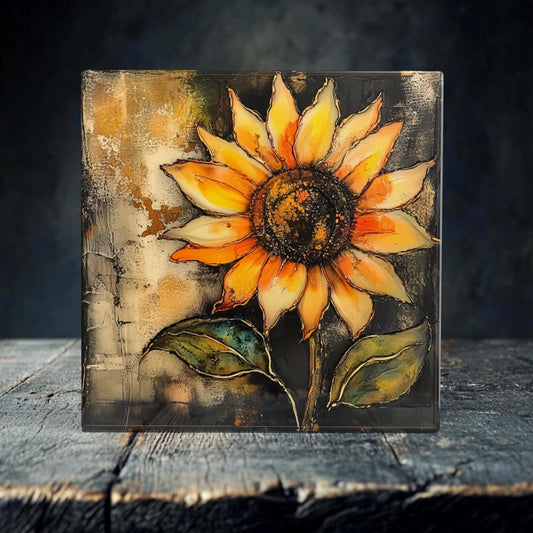 Sunlit Sunflower Porcelain Tile Art