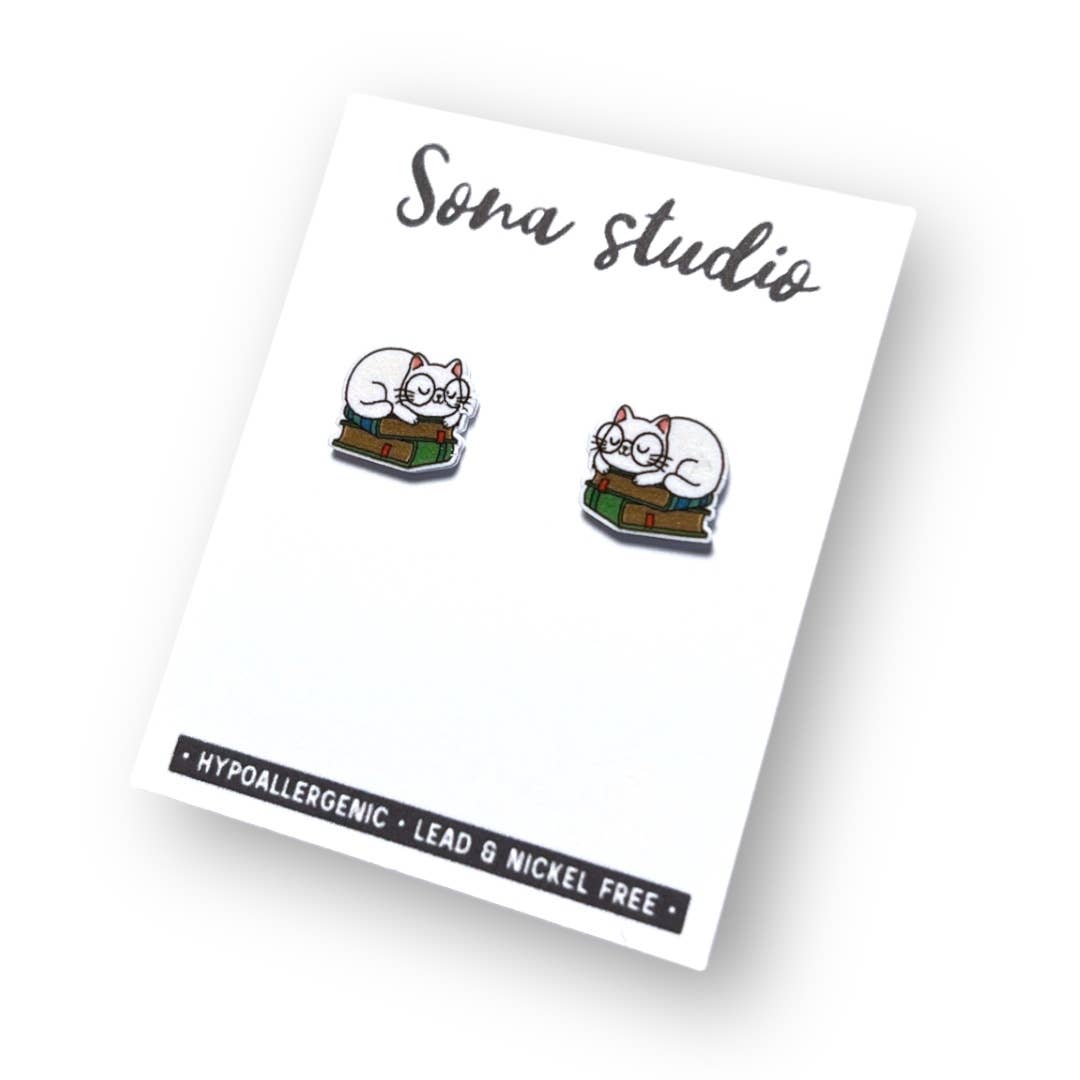 Book Kitty Earrings