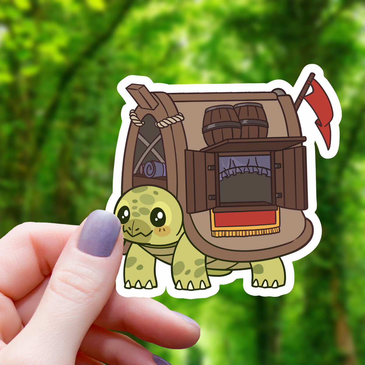 Turtle With Shop Shell Sticker - 3"