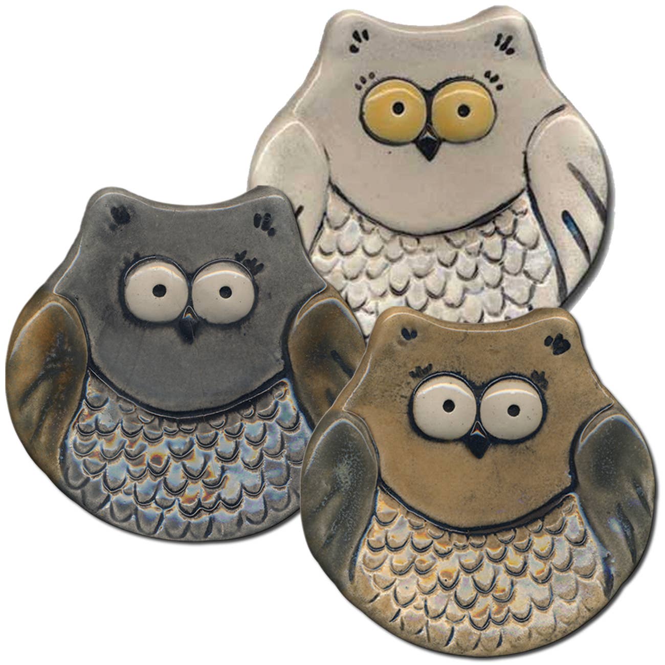 Ceramic Bird Dish: Mini 3" Owls