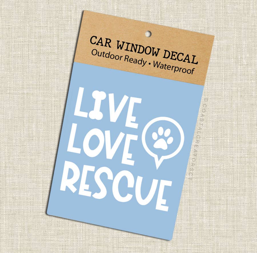 Live Love Rescue White Vinyl Car Window Decal