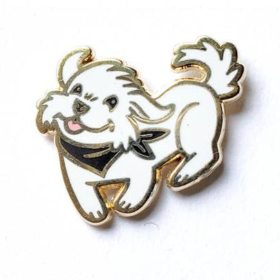 Maltese /Fluffy White Dog Enamel Pin
