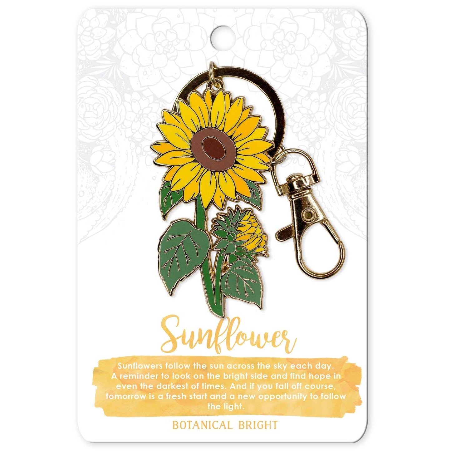 Sunflower Enamel Keychain with Key Clip
