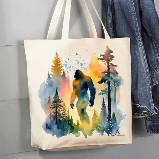 Sasquatch Big Foot Watercolors Canvas Tote Bag