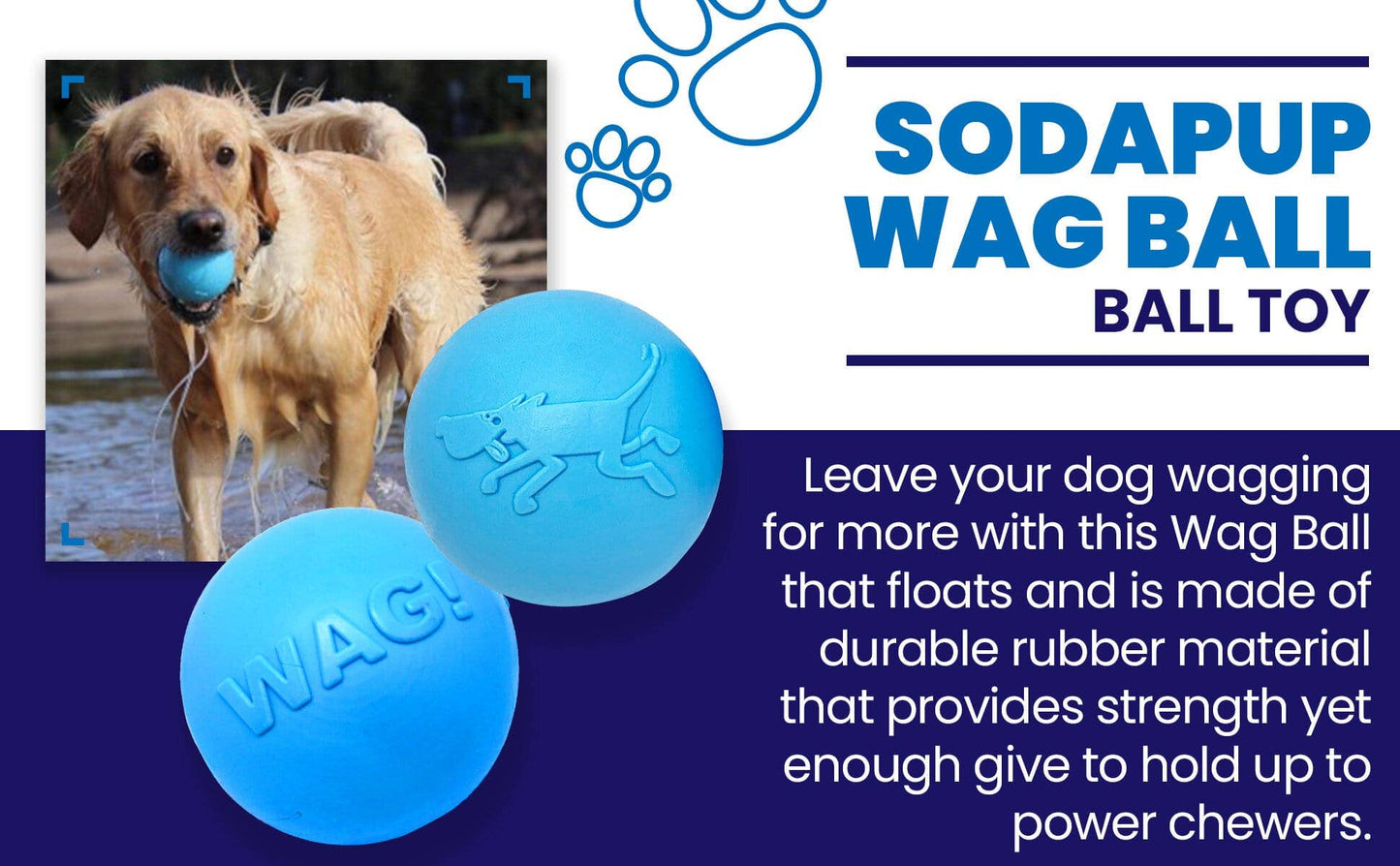 Wag Ball Rubber Dog Chew Toy for Heavy Chewers