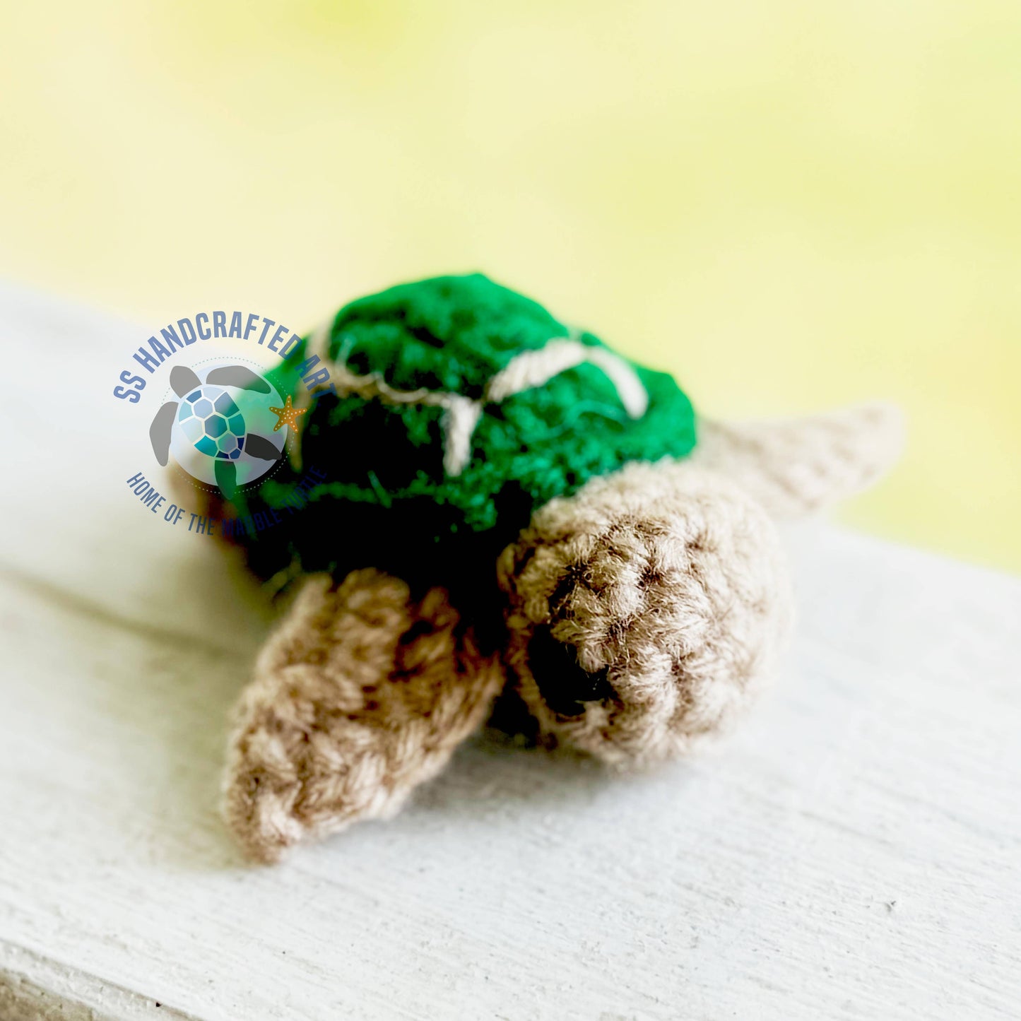 Hand Knitted Brown Green Sea Turtle 3"