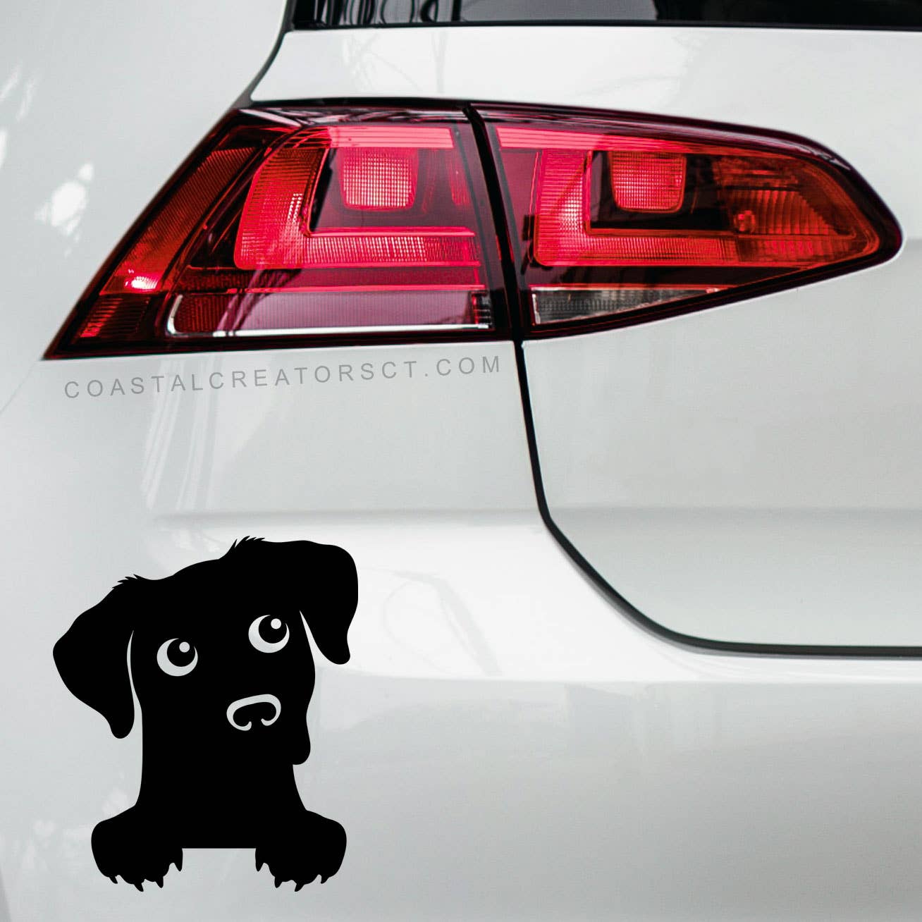 Peeking Dog Black Vinyl Sticker