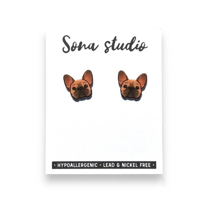 Tan Frenchy Dog Earrings