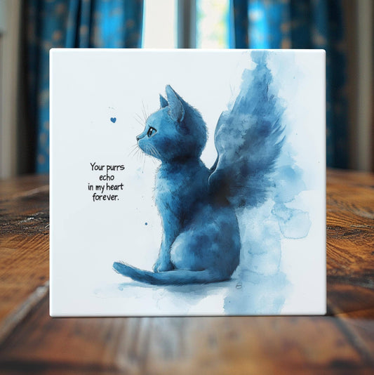 Your Purrs Echo in My Heart Forever Ceramic Tile