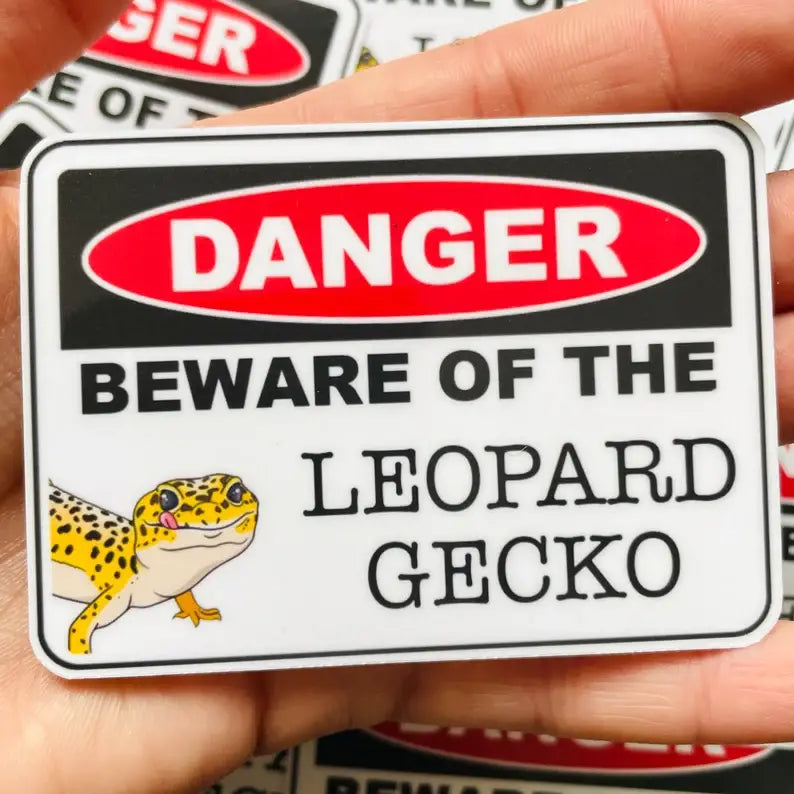 Danger Beware Of The Leopard Gecko Reptile Sticker Decal