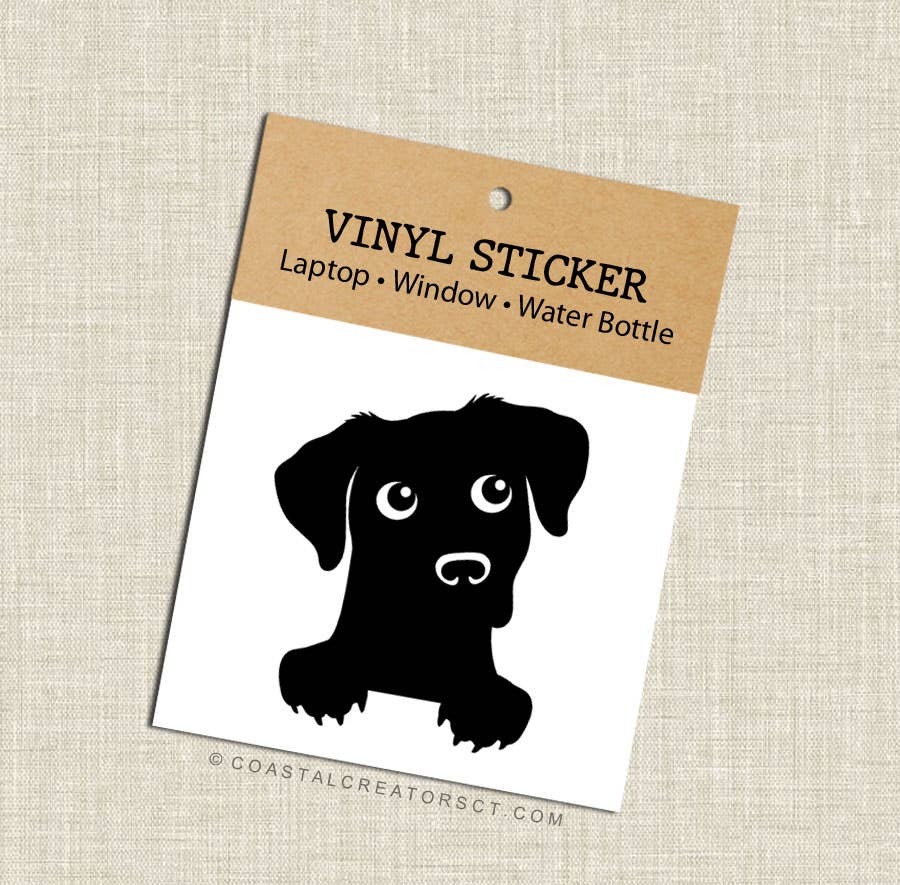 Peeking Dog Black Vinyl Sticker