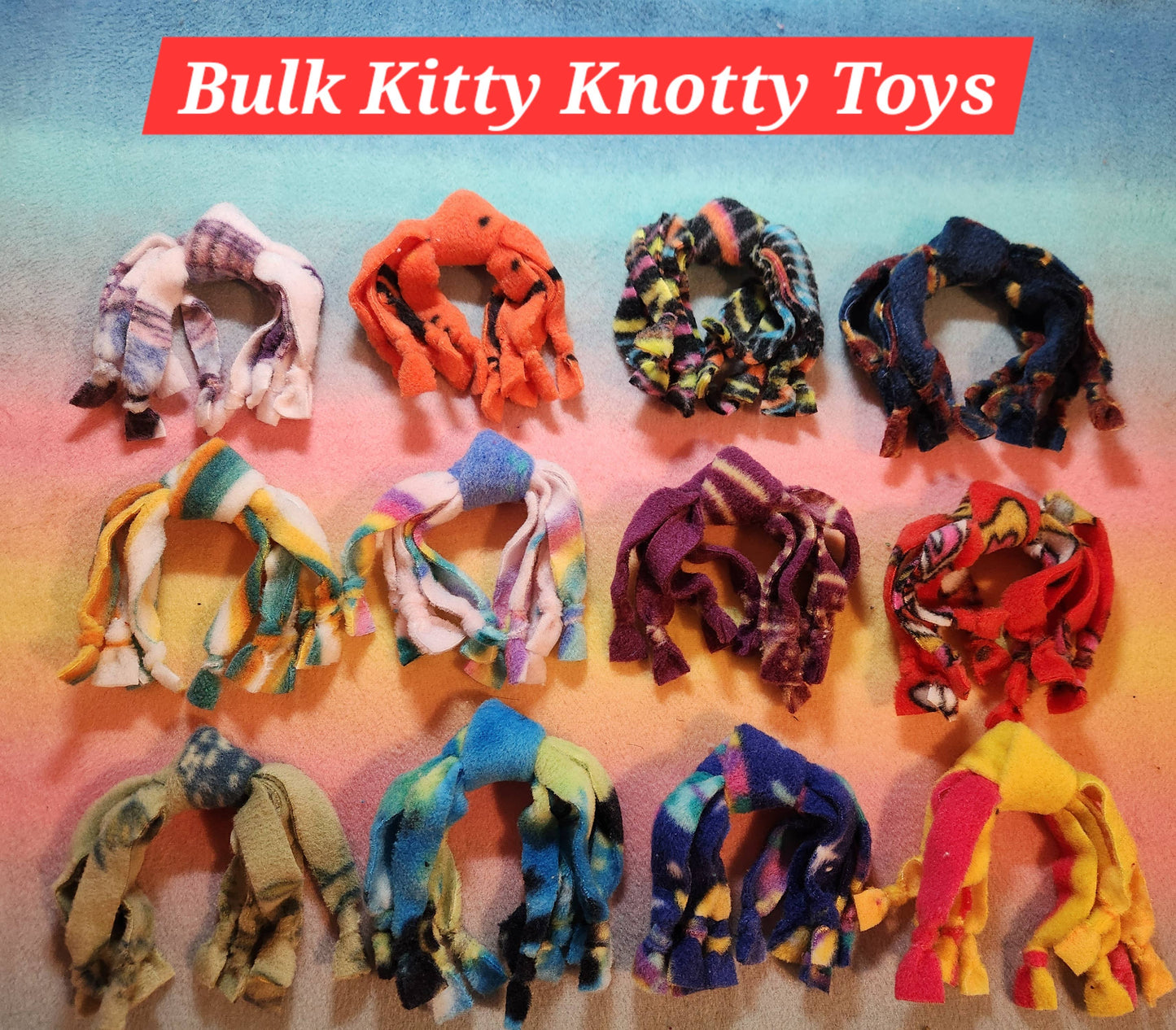 Bulk cat toy, fleece catnip stuffed kitty knotty cat toy