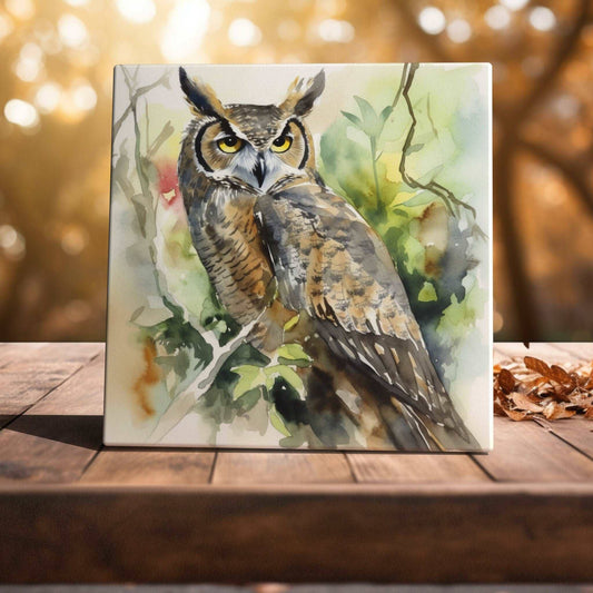 Great Horned Owl Ceramic Tile