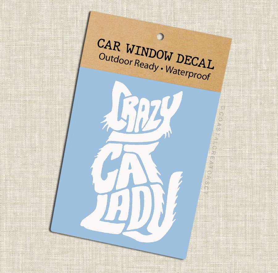 "Crazy Cat Lady" White Vinyl Window Decal