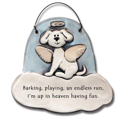 Dog Memorial Ornament: "Barking, playing, an endless run..."