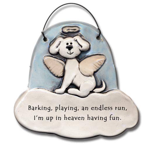 Dog Memorial Ornament: "Barking, playing, an endless run..."
