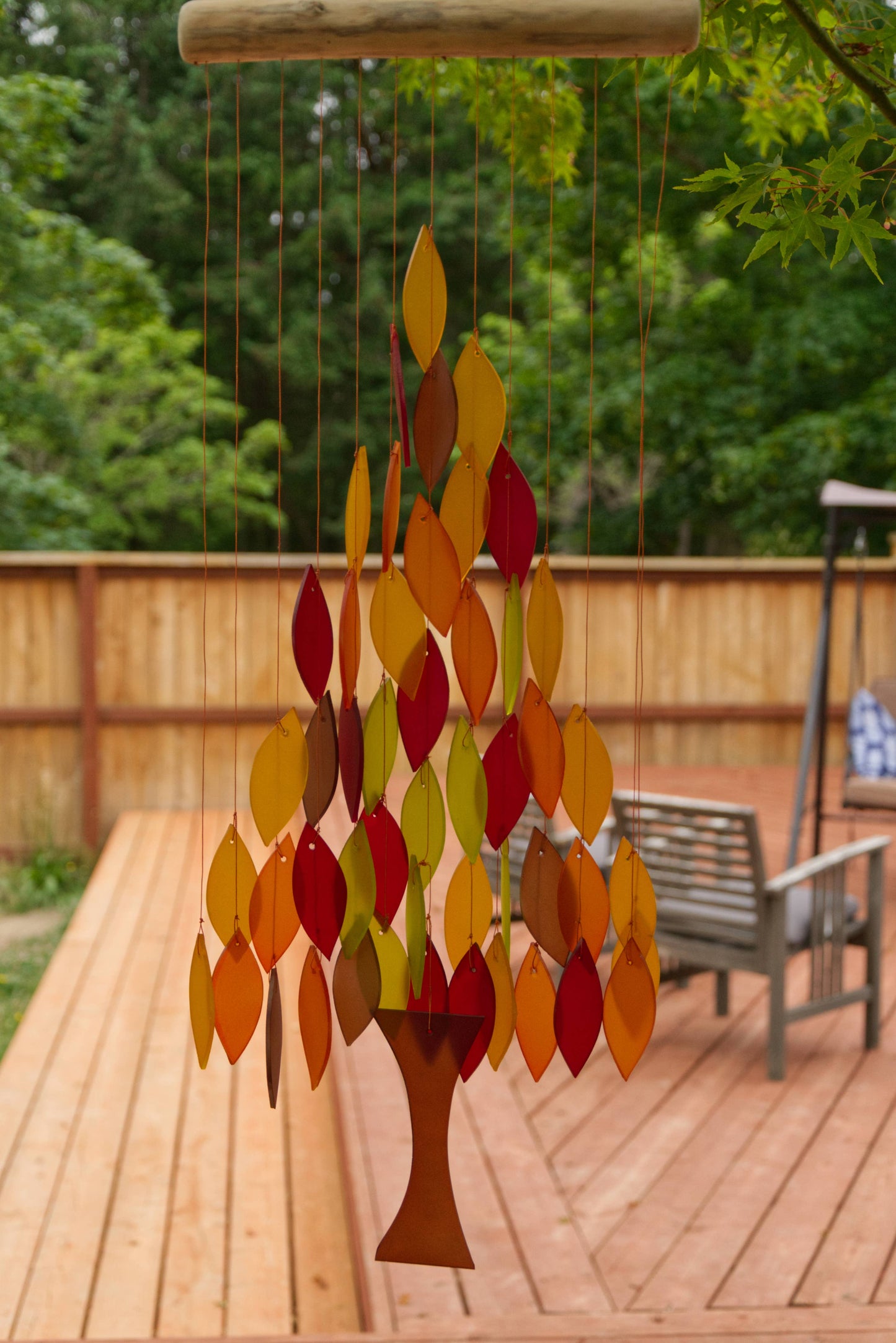 Autumn Tree Tumbled Glass Wind Chime