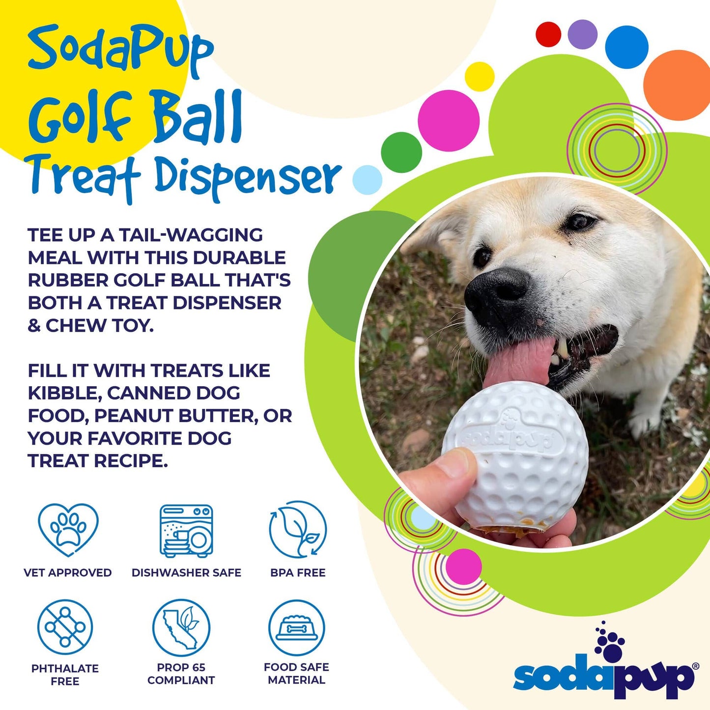 Golf Ball Rubber Dog Chew Toy for Power Chewers
