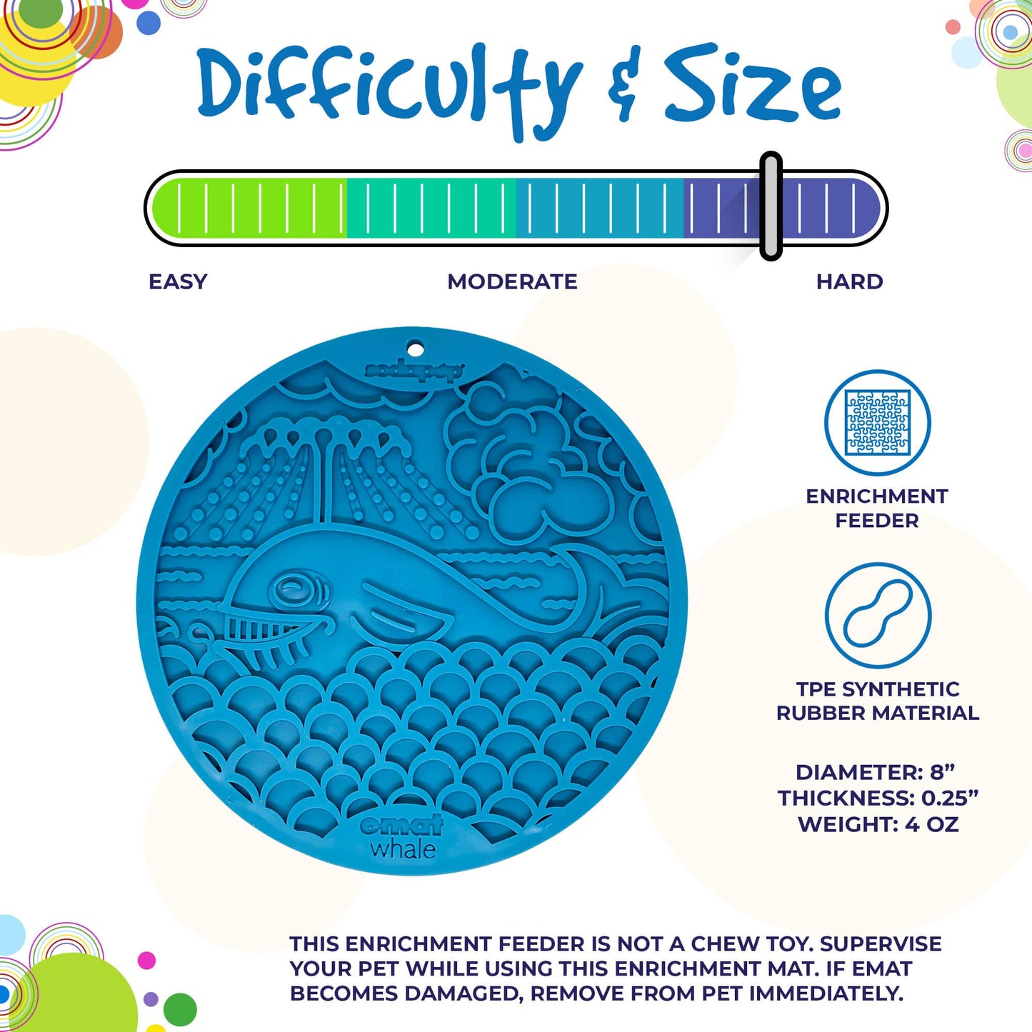 Whale Lick Mat for Dogs and Cats - with Suction Cups
