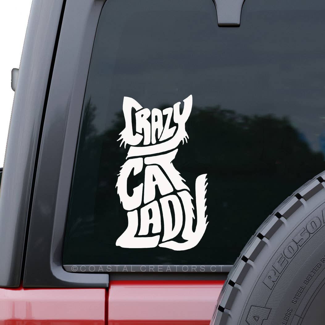 "Crazy Cat Lady" White Vinyl Window Decal