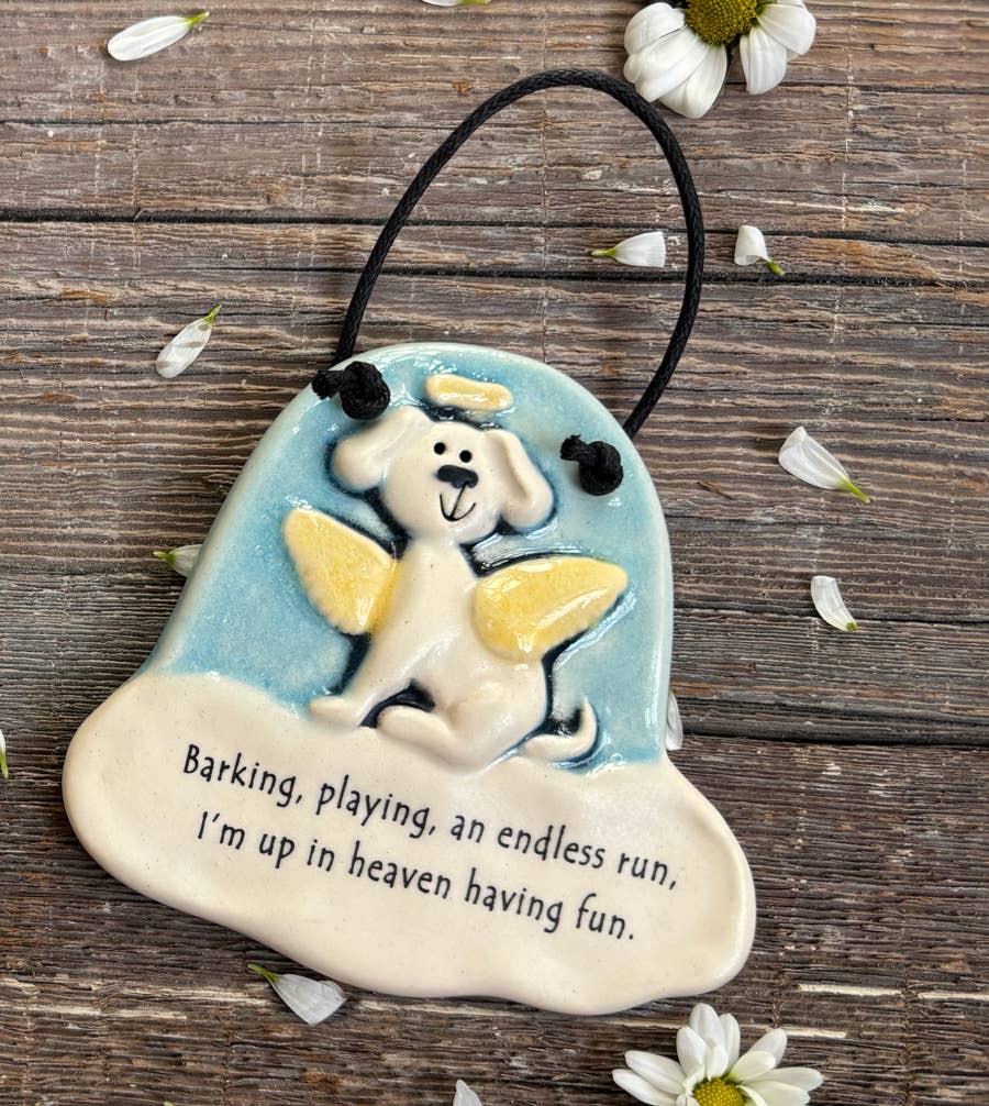 Dog Memorial Ornament: "Barking, playing, an endless run..."