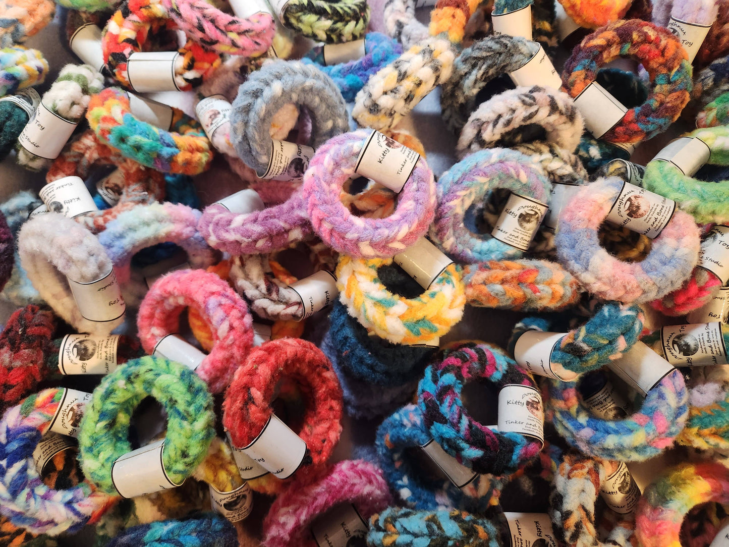 Bulk packaged catnip stuffed kitty doughnut cat toy