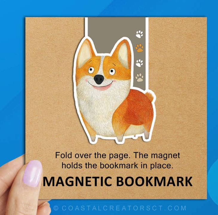 Corgi Dog Reversible Magnetic Bookmark