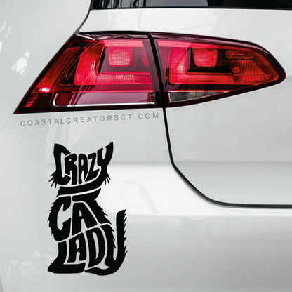 Crazy Cat Lady Vinyl Laptop/Water Bottle Sticker (Black)