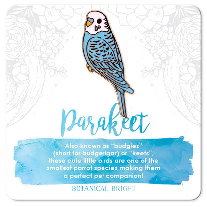 Blue Parakeet Budgie Enamel Pin