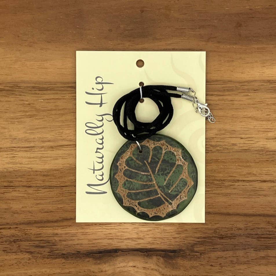 Palm Frond Ceramic Necklace